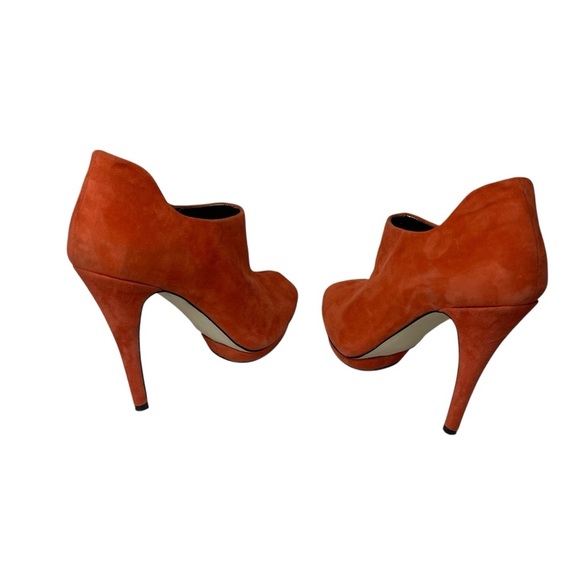BCBGMaxAzria Red/Orange‎ High-Heeled Peep-Toe Booties - Picture 7 of 10